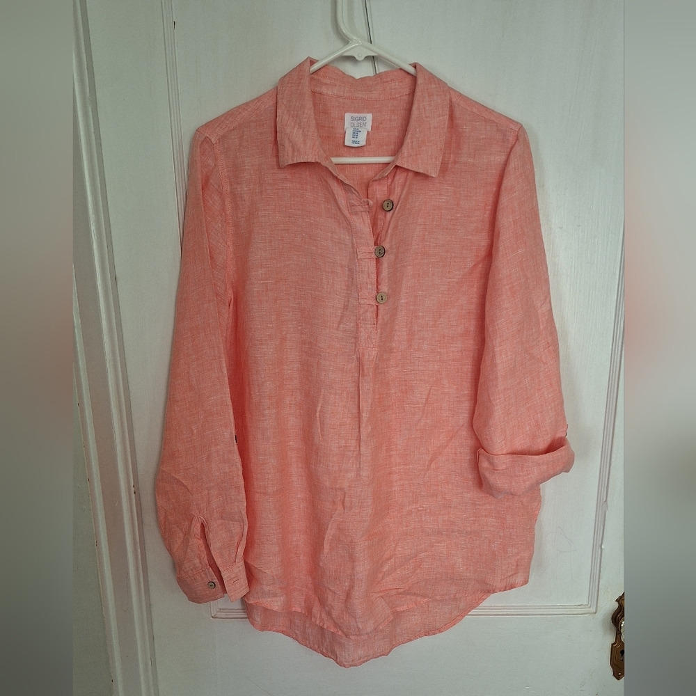 Sigrid Olsen Coral Button Down Shirt